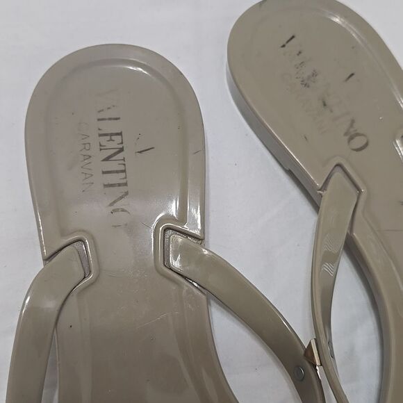 Valentino Garavani 39 rockstud jelly nude flats thongs slippers tan rubb… - Picture 2 of 8